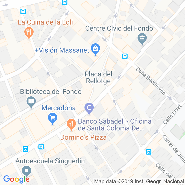 Código Postal calle Rellotge, plaça (Impares Del 1 Al Final)  (Pares Del 2 Al Final) en Santa Coloma de Gramanet