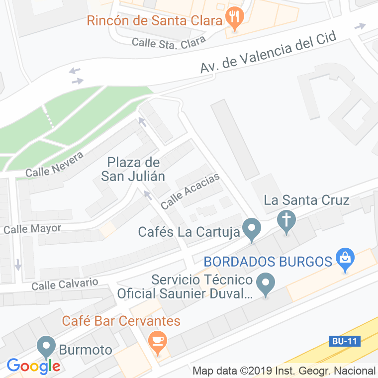 Código Postal calle Acacias en Burgos