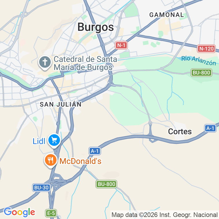 Código postal de Ramon Menendez Pidal en Burgos
