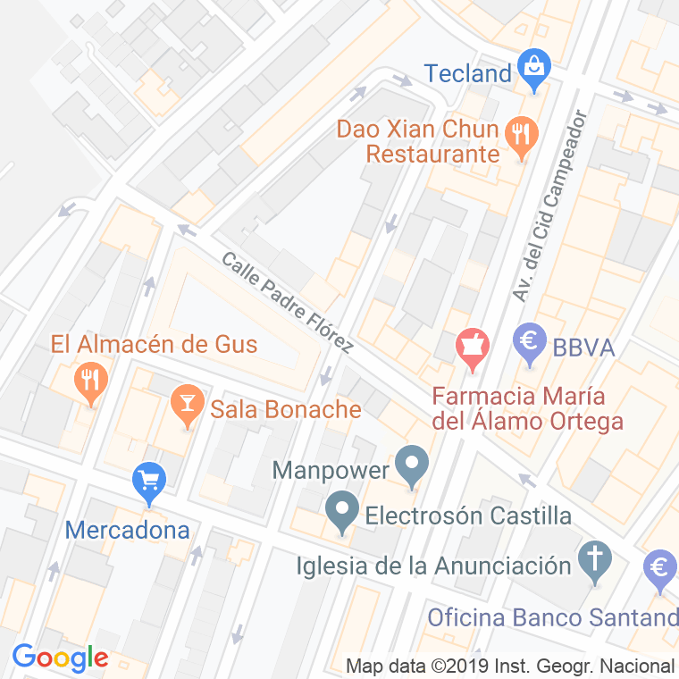 Código Postal calle Padre Florez en Burgos
