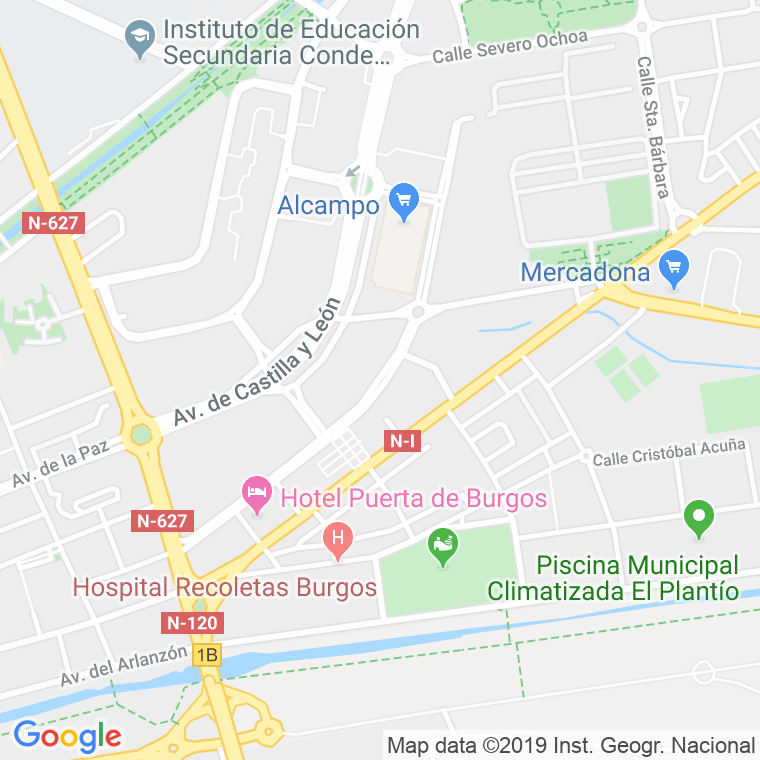 Código postal de Farmaceutico Obdulio Fernandez en Burgos