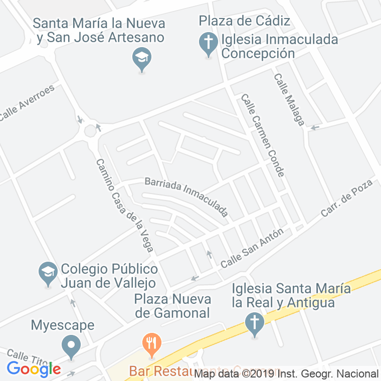 Código Postal calle Barriada De La Inmaculada en Burgos