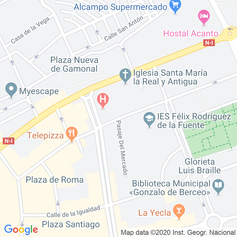 Código Postal calle Mercado, Del, pasaje (Impares Del 1 Al Final)  (Pares Del 2 Al Final) en Burgos