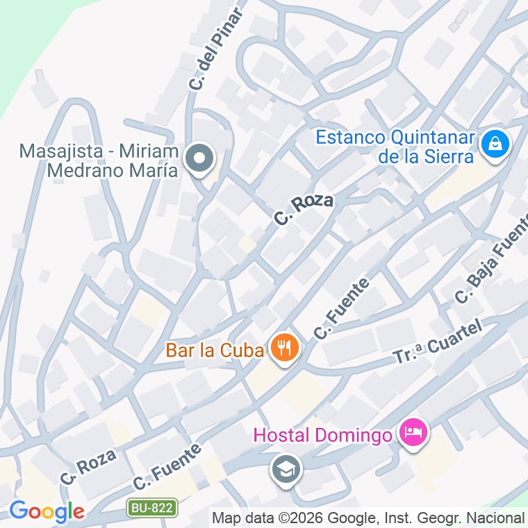 Código postal de Calle Baja Roza en Quintanar de la Sierra