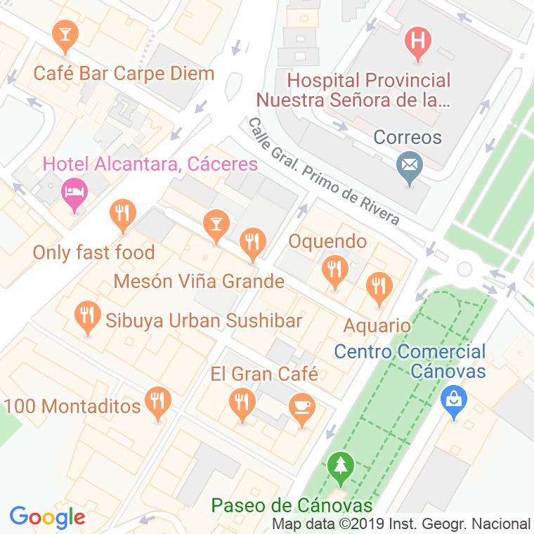 Código Postal calle Obispo Segura Saez en Cáceres