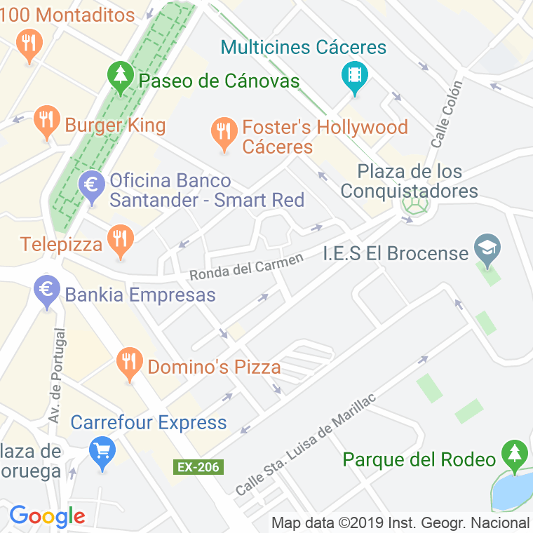 Código Postal calle Carmen, ronda en Cáceres
