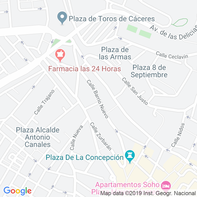 Código Postal calle Barrio Nuevo en Cáceres