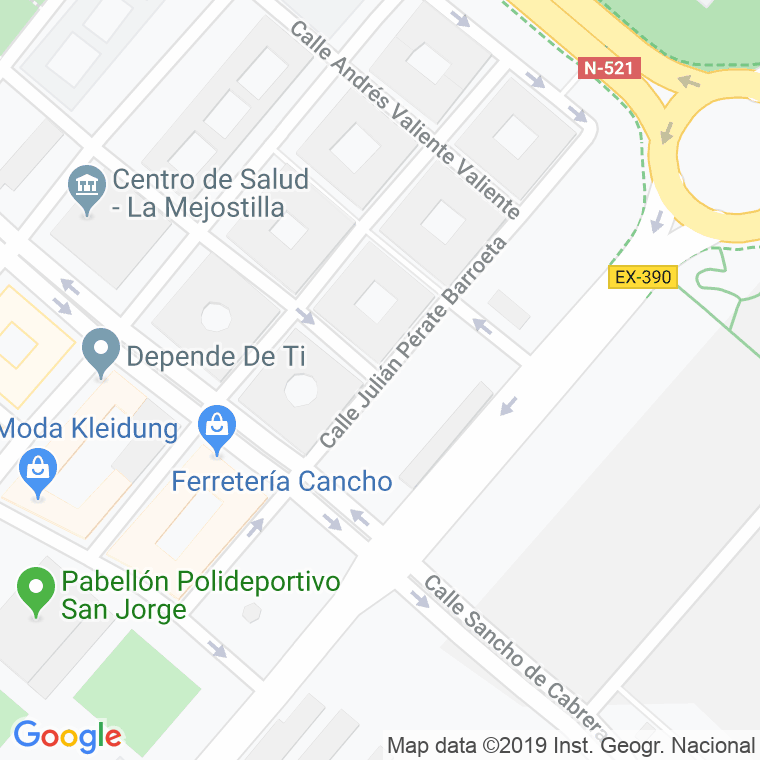 Código Postal calle Julian Perate Barroeta en Cáceres