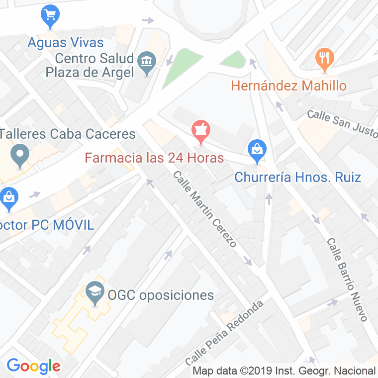 Código Postal calle Martin Cerezo en Cáceres
