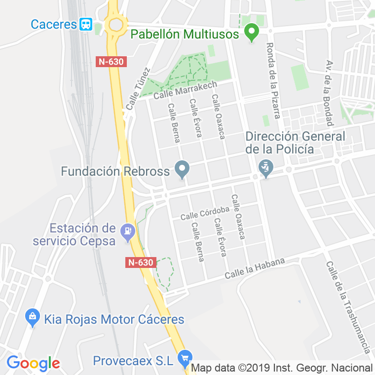 Código Postal calle Berna en Cáceres