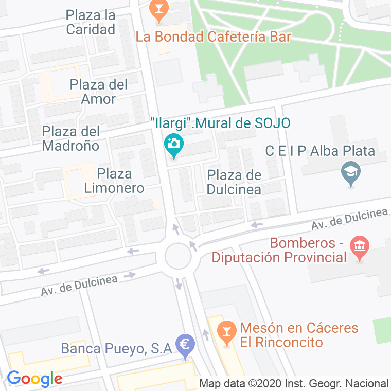 Código Postal calle Don Quijote, plaza en Cáceres