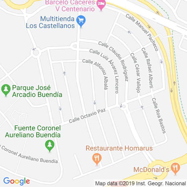 Código Postal calle Jose Maria Valverde en Cáceres