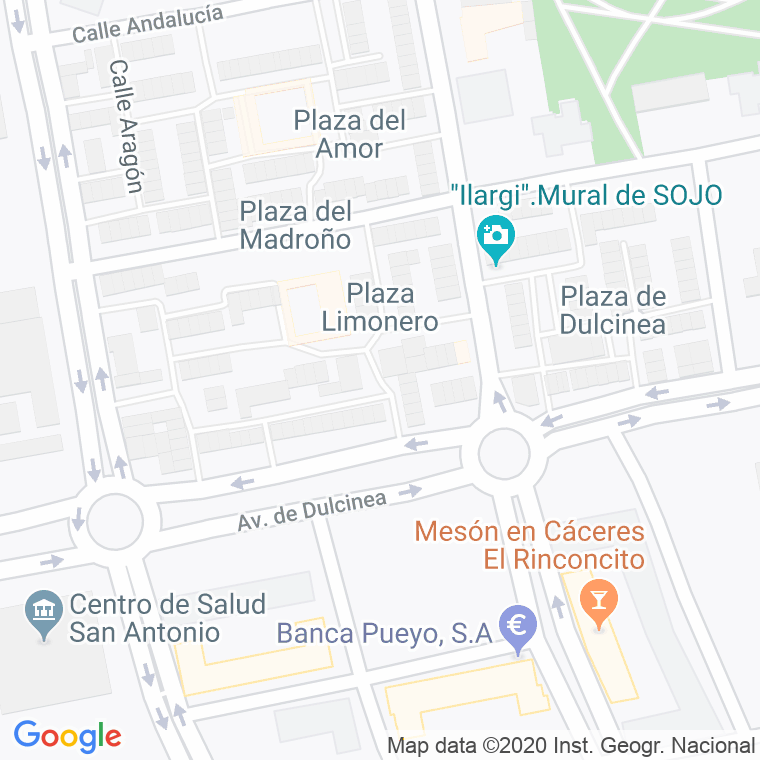Código Postal calle Limonero, plaza en Cáceres