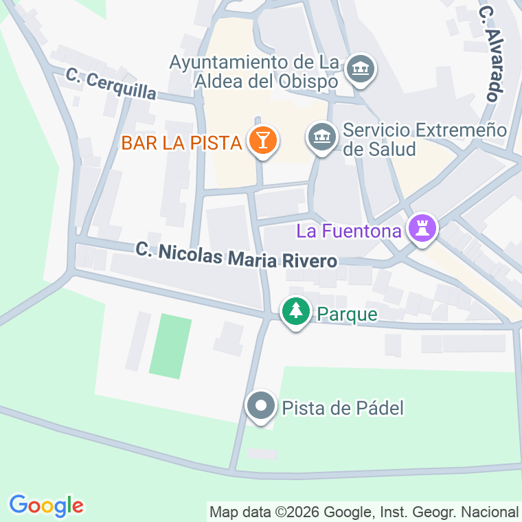 Código postal de Calle Nicolas Maria Rivero en Aldea del Obispo (la)