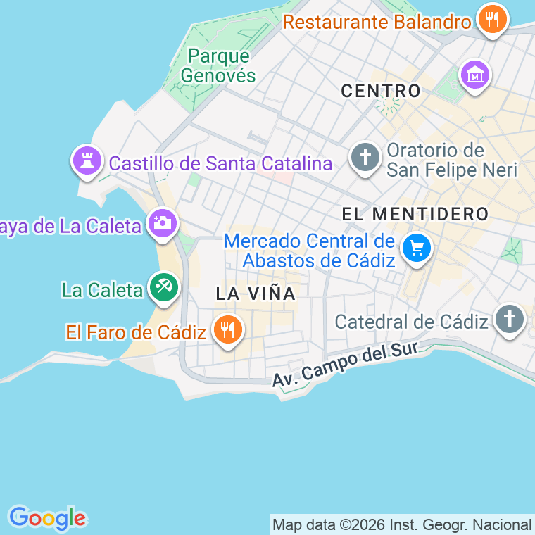 Código postal de Obispo Calvo y Valero   (impares del 41 al Final)  (pares del 56 al Final) en Cádiz