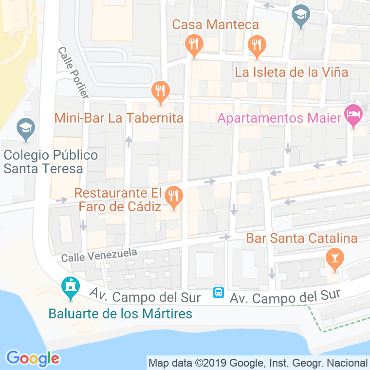 Código Postal calle Pericon De Cadiz en Cádiz