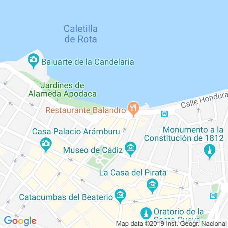 Código Postal calle Apodaca, alameda (Impares Del 21 Al Final)  (Pares Del 22 Al Final) en Cádiz