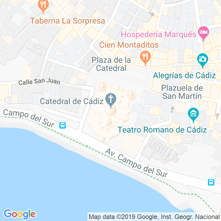 Código Postal calle Catedral Vieja, plaza en Cádiz