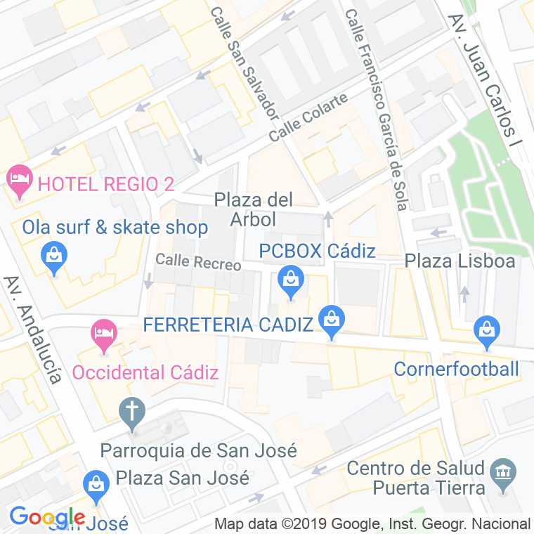 Código Postal calle Recreo en Cádiz