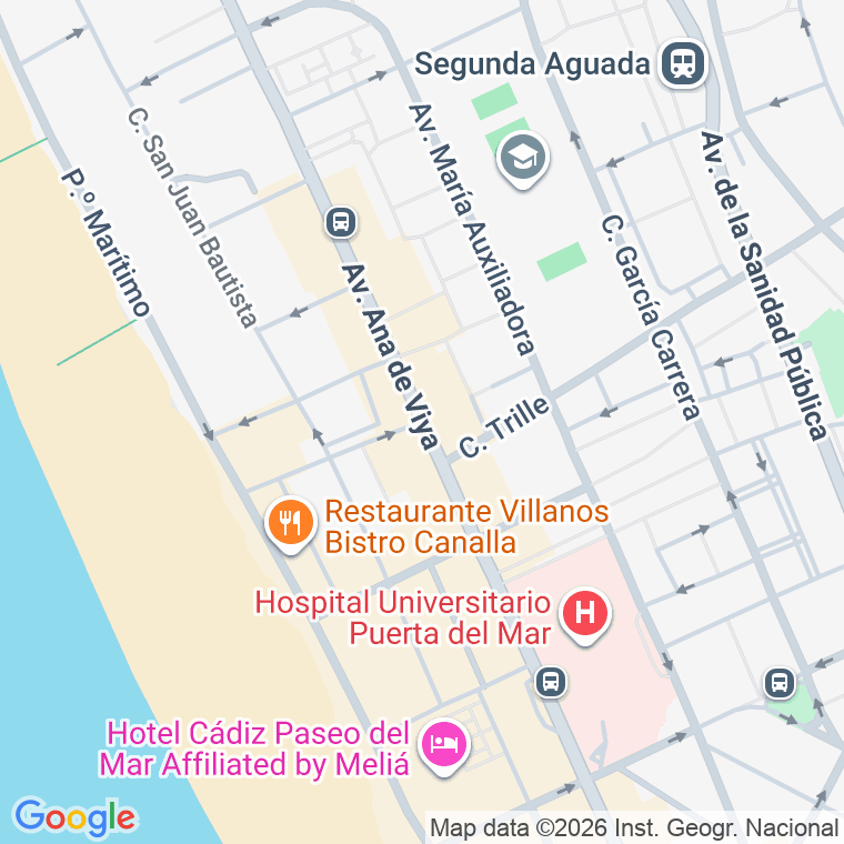 Código postal de Ana de Viya, Avenida (impares del 1 al Final)  (pares del 16 al Final) en Cádiz