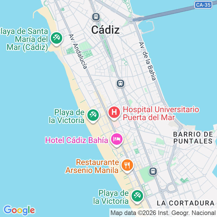 Código postal de Marconi, Avenida (impares del 1 al 5)  (pares del 2 al 26) en Cádiz