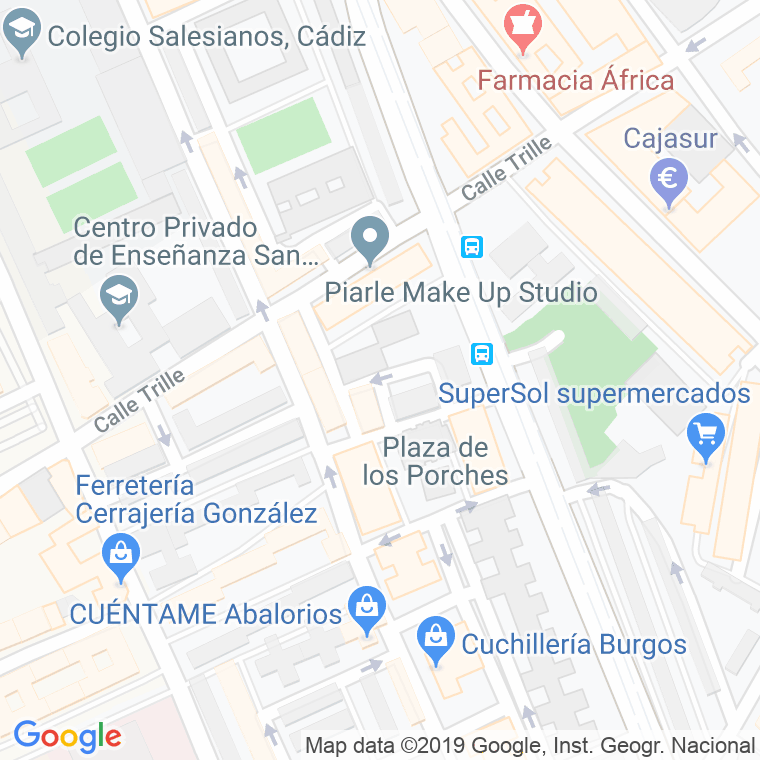 Código Postal calle San Gabriel, grupos en Cádiz