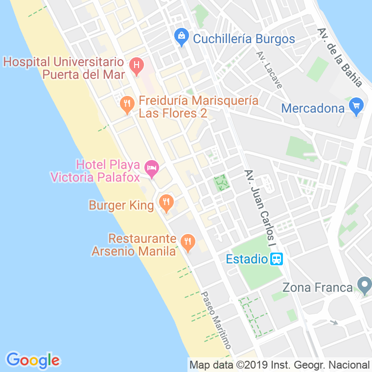 Código Postal calle Jose Maria Peman, paseo (Impares Del 1 Al 15)  (Pares Del 2 Al 14) en Cádiz