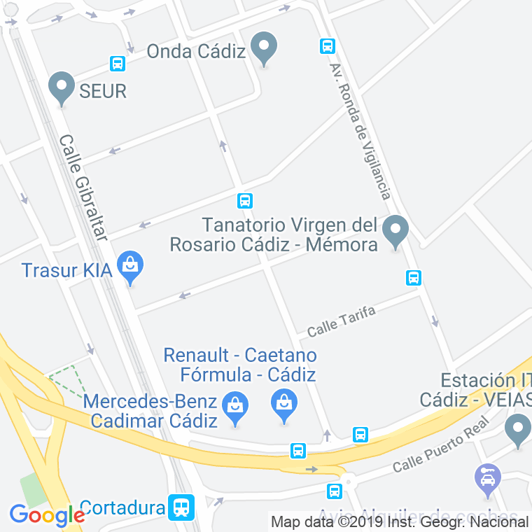 Código Postal calle Algeciras, prolongacion en Cádiz