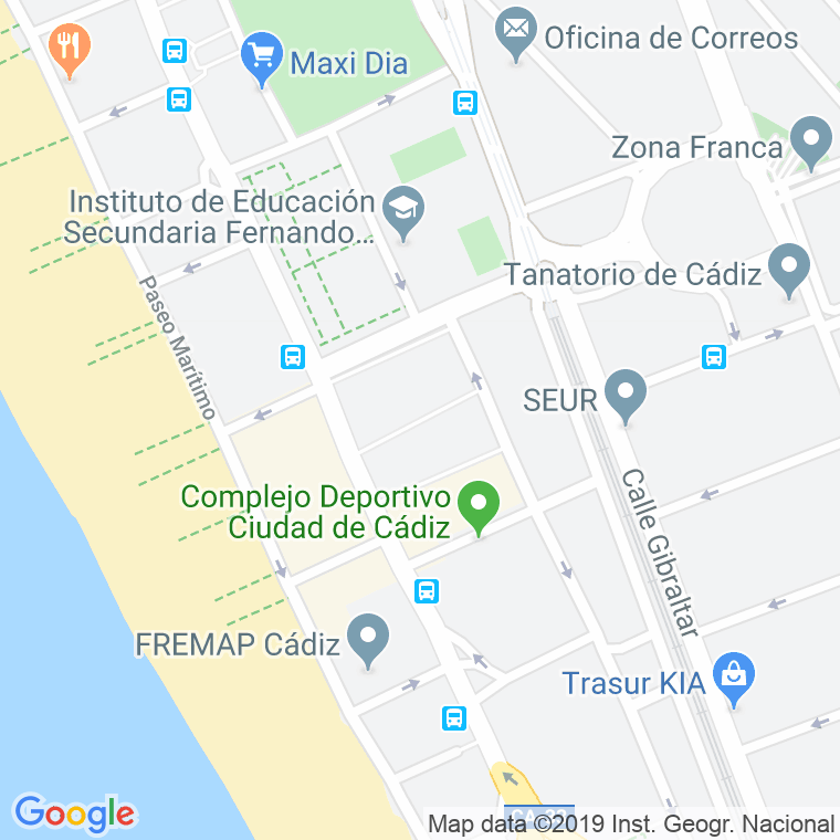Código Postal calle Jerez De La Frontera, plaza en Cádiz