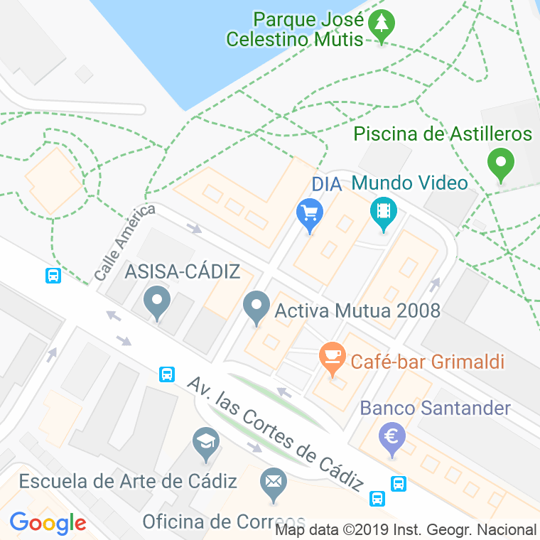 Código Postal calle Emilio Castelar en Cádiz