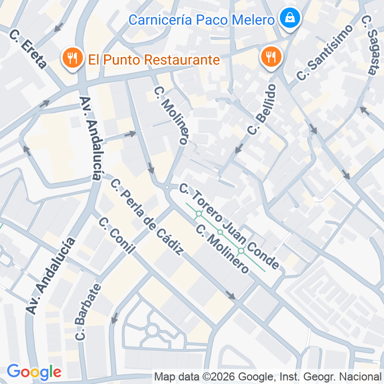 Código postal de Calle Torero Juan Conde en Vejer de la Frontera