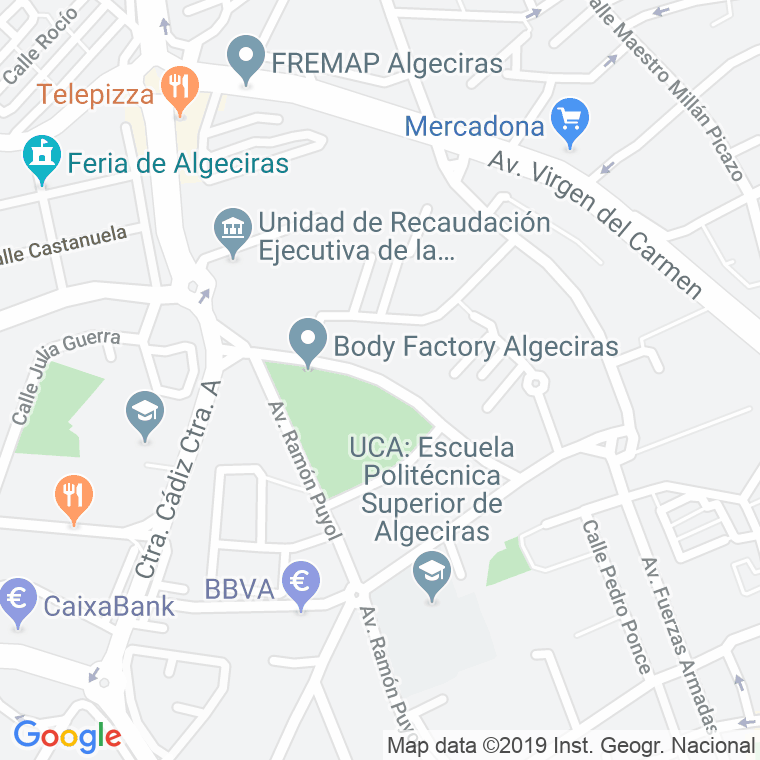 Código Postal calle Fray Bartolome, sector en Algeciras