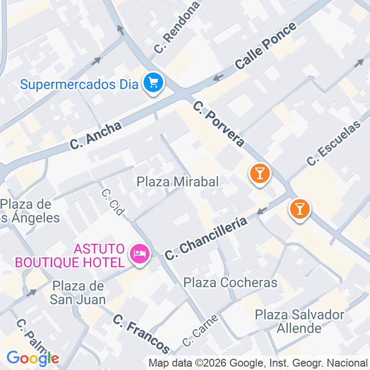 Código postal de Plaza Mirabal de Ramon Chaveli en Jerez de la Frontera