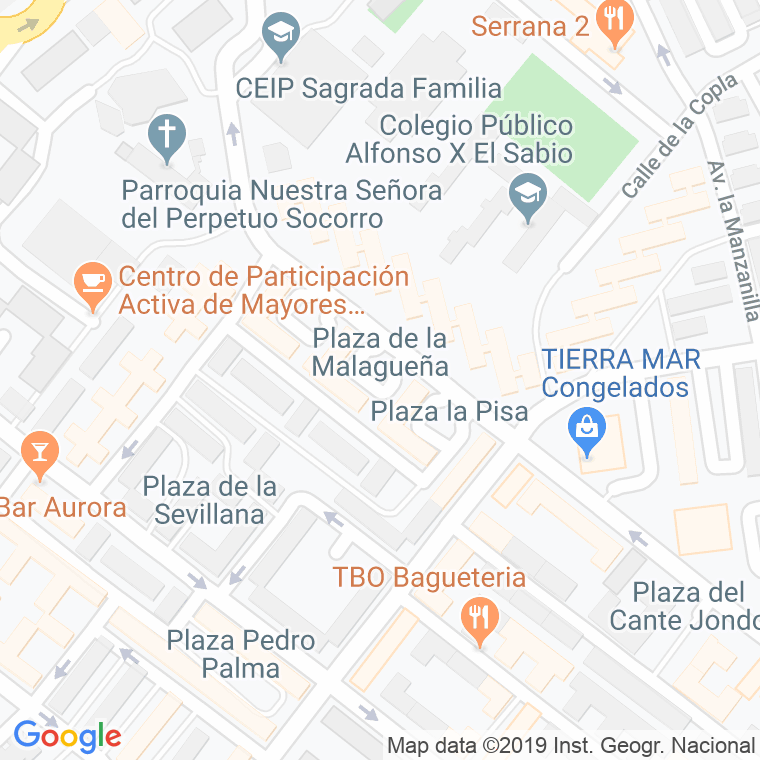Código Postal calle Malagueña, De La, plaza en Jerez de la Frontera