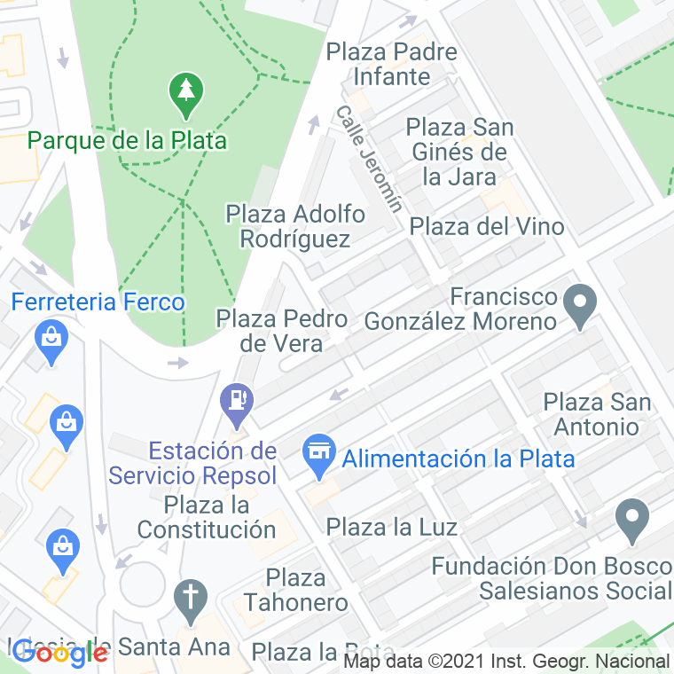 Código Postal calle Pedro De Vera, De, plaza en Jerez de la Frontera