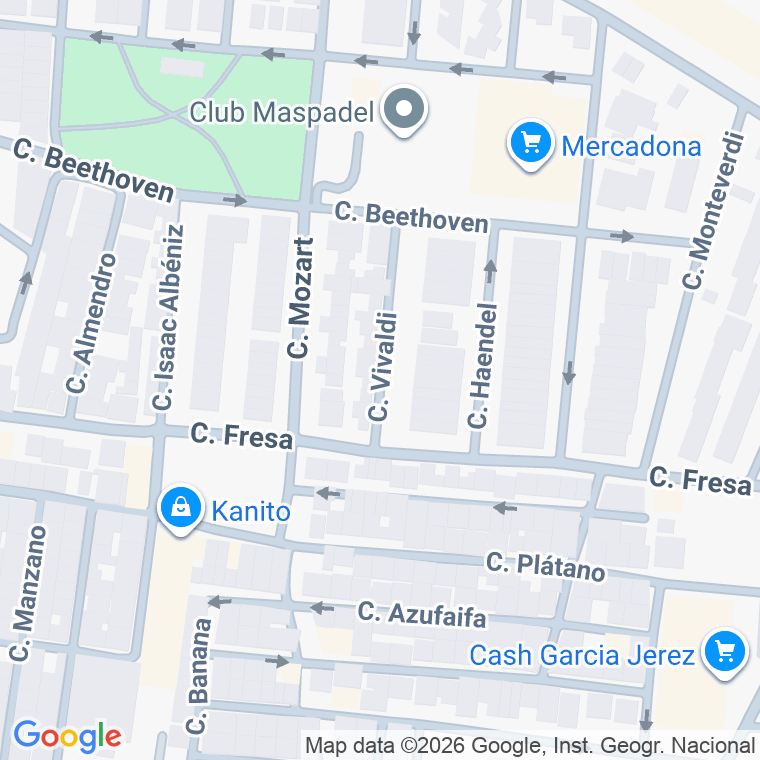Código postal de Vivaldi en Jerez de la Frontera