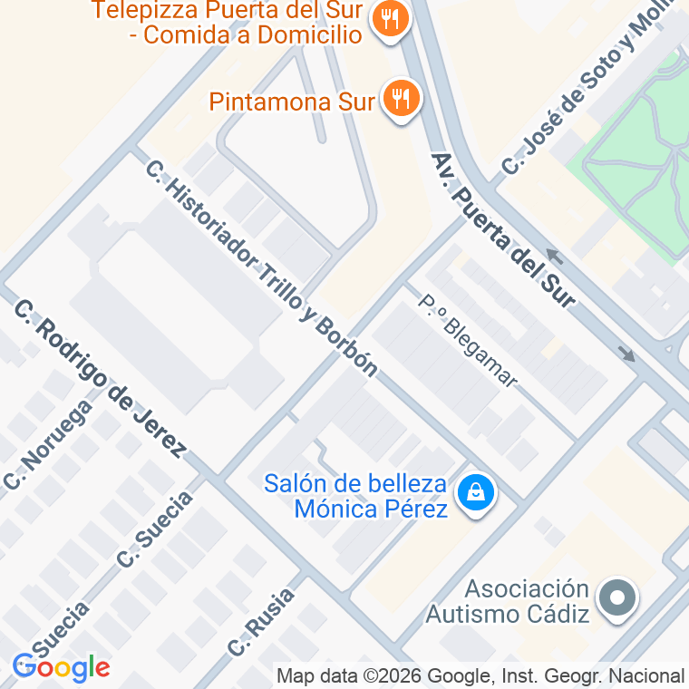Código postal de Historiador Trillo y Borbon en Jerez de la Frontera