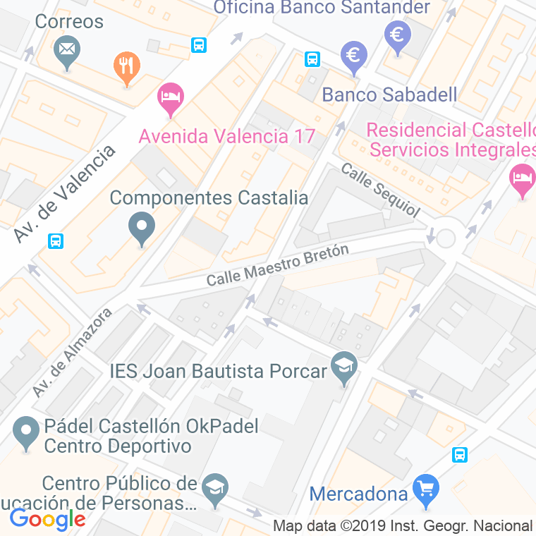 Código Postal calle Maestro Breton en Castelló de la Plana/Castellón de la Plana