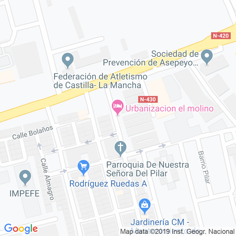 Código Postal calle Molino, urbanizacion en Ciudad Real