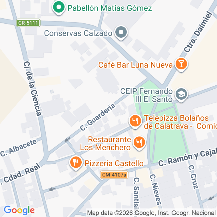 Código postal de Calle Guarderia en Bolaños de Calatrava