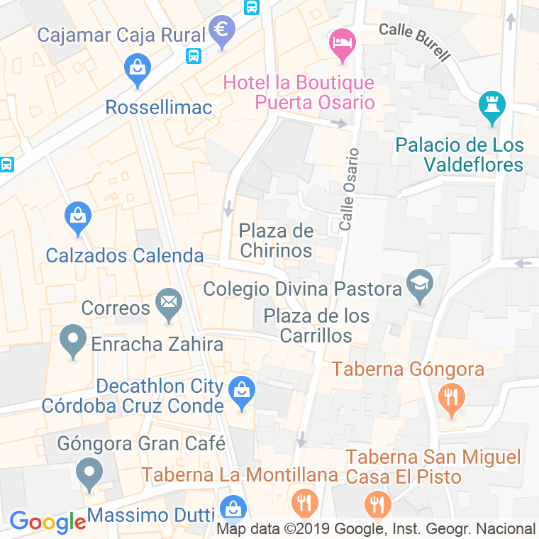 Código Postal calle Chirinos, plaza en Córdoba