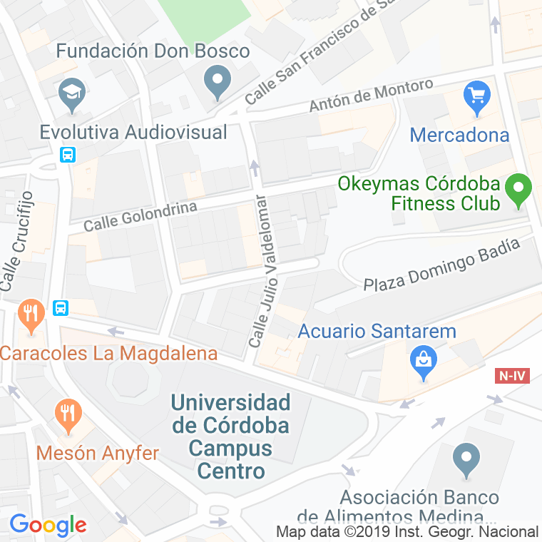 Código Postal calle Julio Valdelomar en Córdoba