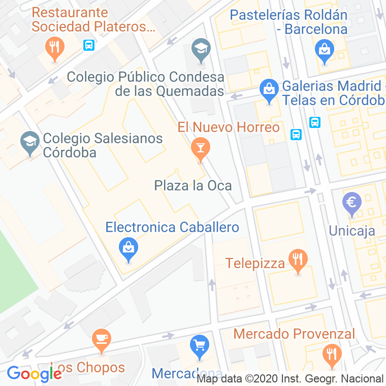 Código Postal calle Oca, De La, plaza en Córdoba