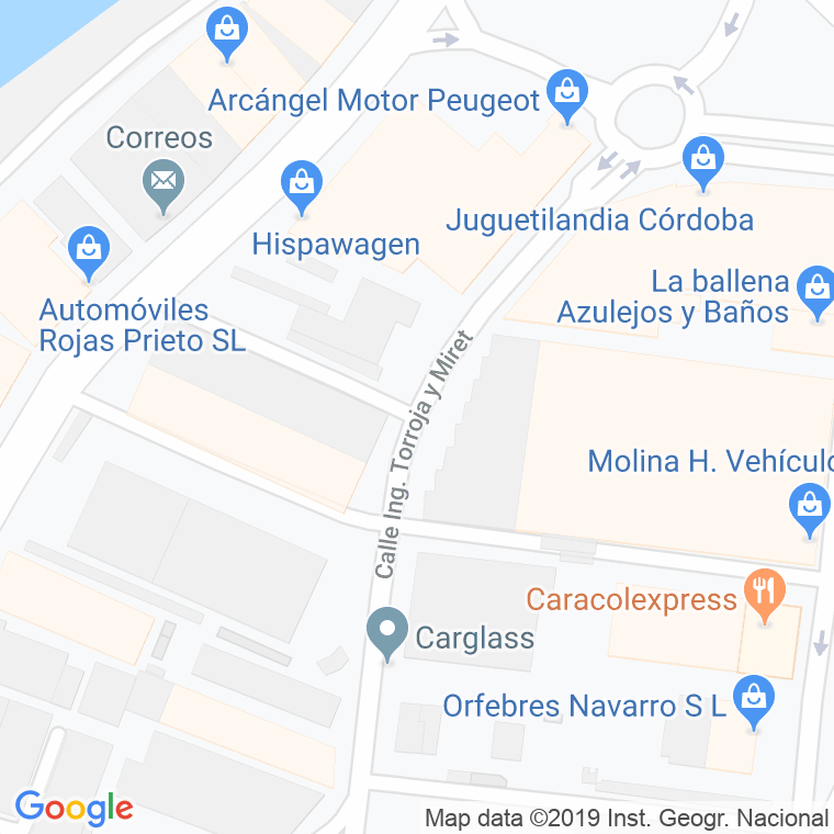 Código Postal calle Ingeniero Torroja Y Miret en Córdoba