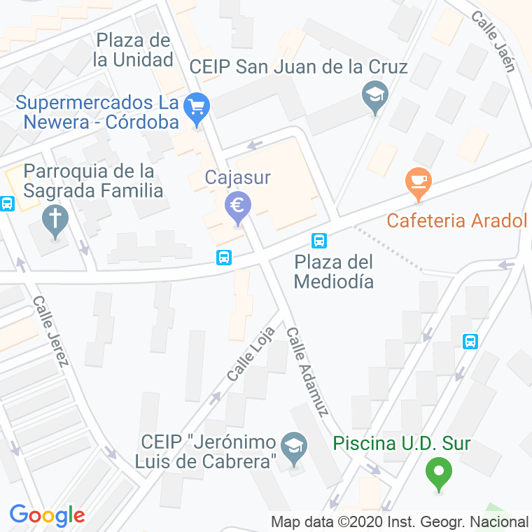 Código Postal calle Mediodia, plaza en Córdoba