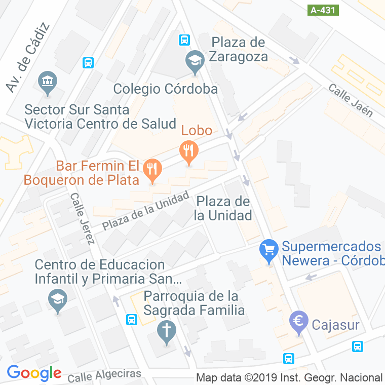 Código Postal calle Unidad, De La, plaza en Córdoba