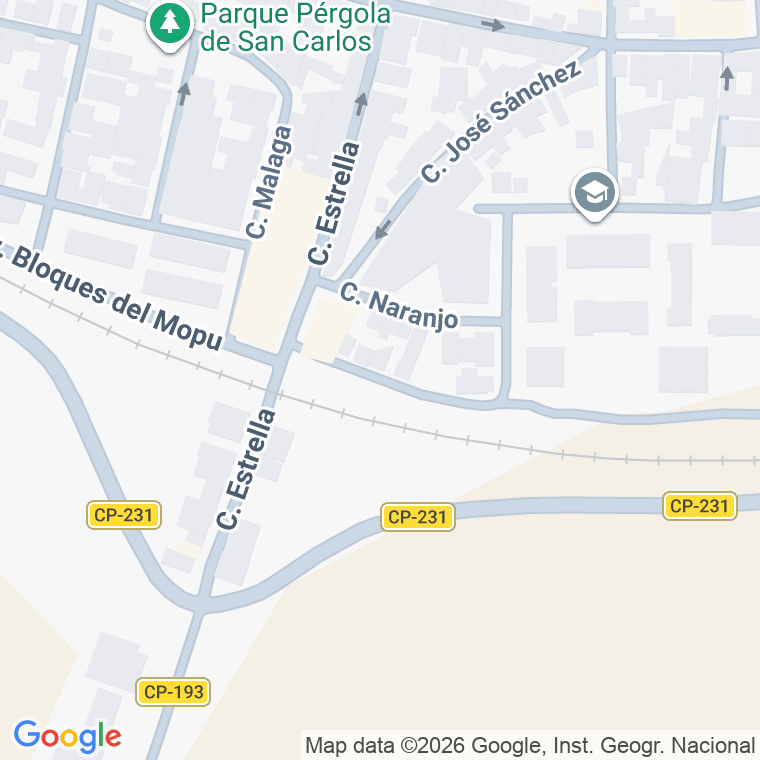 Código postal de Calle Ronda Ferrocarril en Villa del Rio