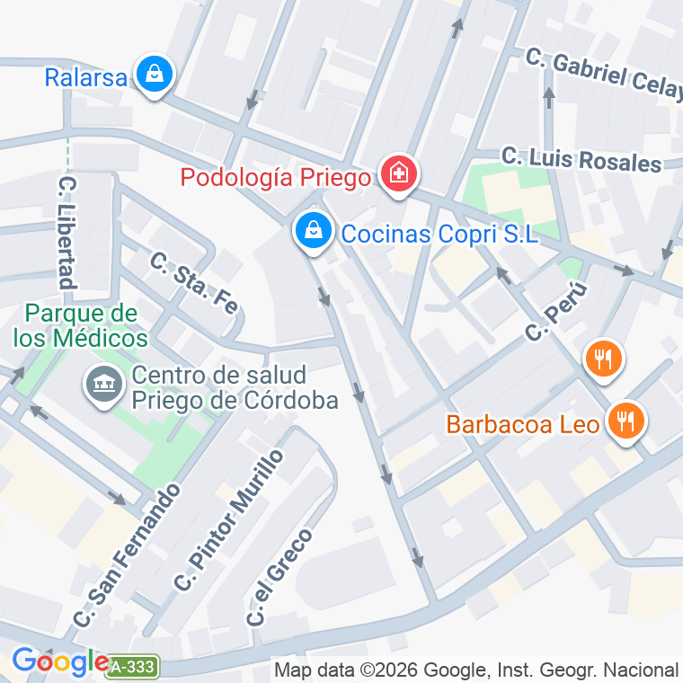 Código postal de Calle Rodriguez de la Fuente en Priego de Cordoba