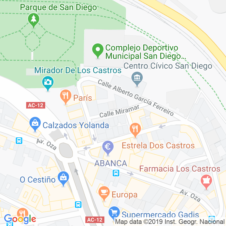 Código Postal calle Miramar en A Coruña