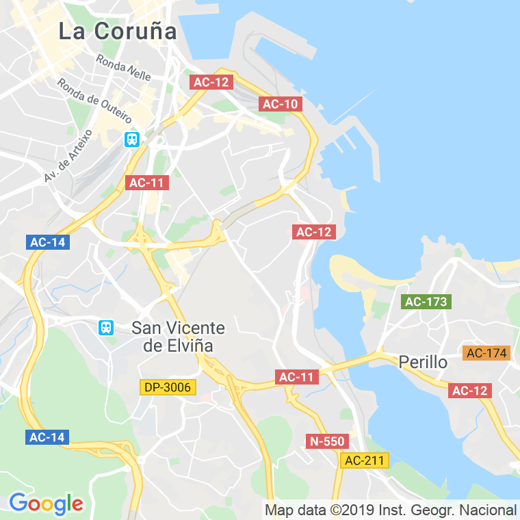 Código Postal calle Elviña (San Vicente), lugar (Impares Del 105 Al Final) en A Coruña